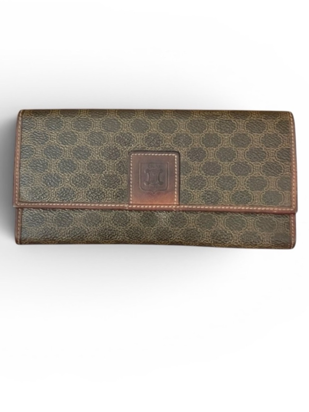 Celine Macadam Triomphe Vintage Continental Brown Wallet (Made in Italy)